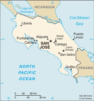 kostaryka mapa