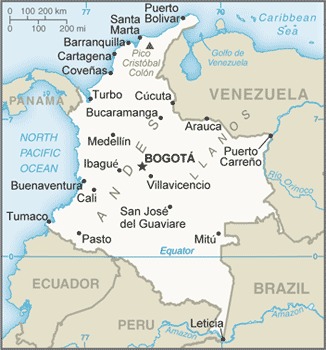 kolumbia mapa